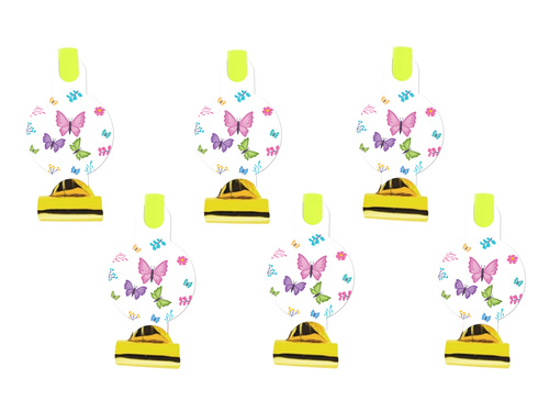 Gwizdki trąbki rozwijane Motylki - 6 szt