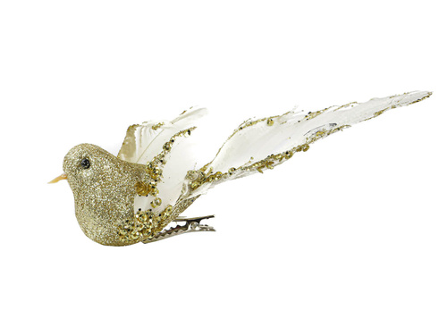 Ptaszek z klipsem złoty - 20 cm - 1 szt.