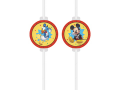 Słomki urodzinowe Myszka Mickey - 4 szt.