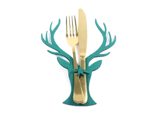 Etui na sztućce z miękkiego filcu - Renifer - 2 szt.