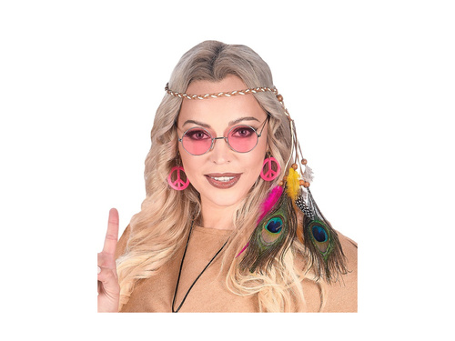 Wielokolorowa indiańska opaska z piórami