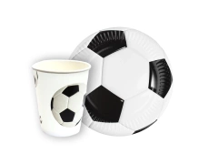Zestaw kubeczki + talerzyki papierowe Piłka Nożna - 24 szt.