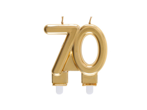 Świeczka na 70-tkę złota - 7,5 cm - 1 szt.
