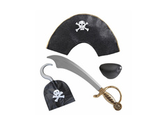 Zestaw pirata - miecz, czapka, opaska na oko, hak