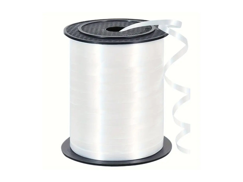 Wstążka ozdobna do balonów - pastelowa - biała - 225 m