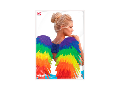 Tęczowe składane skrzydła z piór 80×60 cm