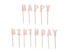 Świeczki pikery napis Happy Birthday - różowe - 1 op.