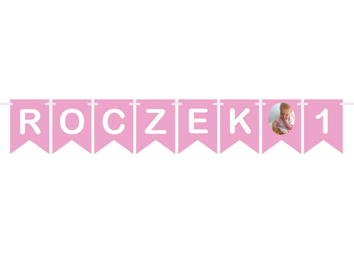 Baner flagi różowy na roczek z miejscem na zdjęcie - 5 m