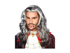 Długa peruka wytwornego wampira czarno-siwa