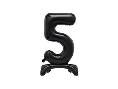 Balon foliowy stojący cyfra 5 czarny - 76 cm - 1szt.