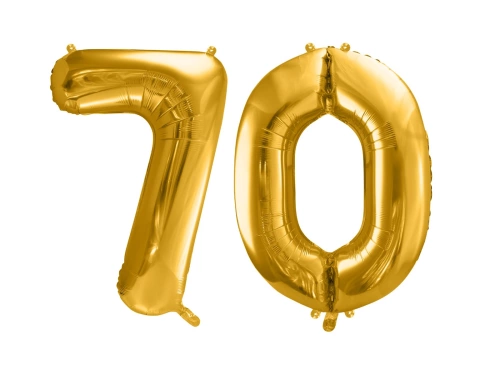 Balony foliowe cyfra 70 złote - 86 cm - 2 szt.