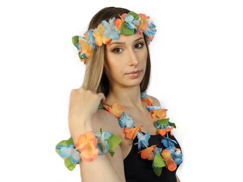 Zestaw hawajski pomarańczowo-niebieski - 4 elementowy