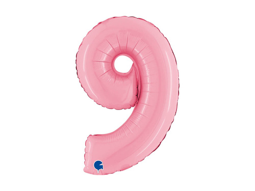 Balon foliowy cyfra 9 pastelowy różowy - 14" - 1 szt.