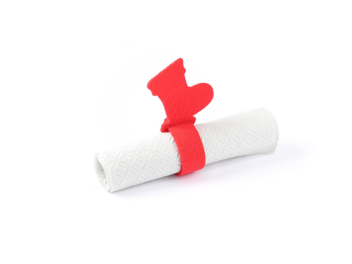 Serwetnik ze wzorem świątecznym - But Mikołaja - 21 cm - 4 szt.