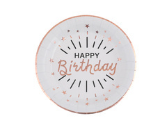 Talerzyki papierowe na urodziny Happy Birthday Sparkling - 22,5 cm - 10 szt.