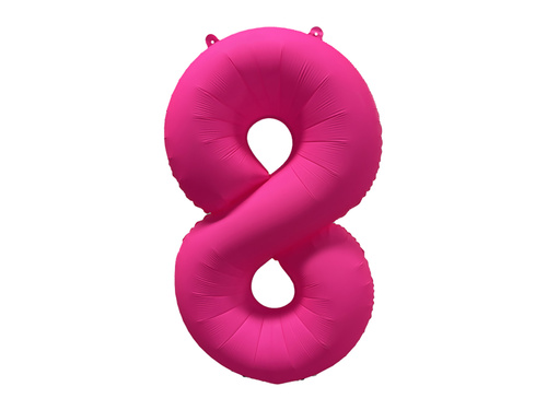 Balon foliowy cyfra 8 neonowy róż - 86 cm - 1 szt.