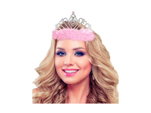 Tiara z różowym futerkiem