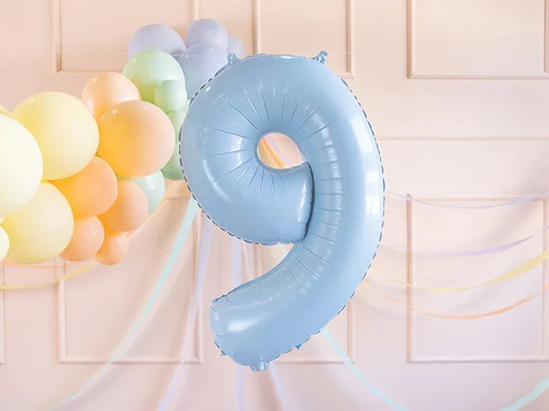 Balon foliowy błękitny cyfra 9 - 72 cm - 1 szt.