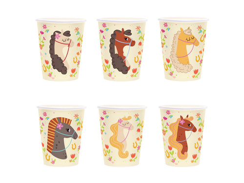 Zestaw kubeczki, serwetki i talerzyki papierowe Koniki - 22 szt.