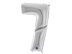 Balon foliowy cyfra 7 srebrna - 163 cm - 1 szt.