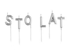 Świeczki pikery napis srebrny - Sto Lat