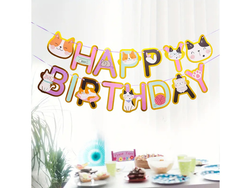 Baner Happy Birthday Kotki - 5 m - 1 szt.