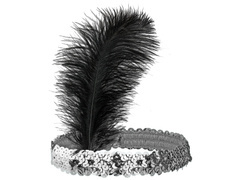 Opaska z piórem i cekinami Retro srebrna - 1 szt.