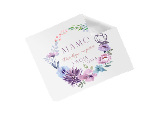 Ściereczka do okularów personalizowana na dzień matki Fioletowy wianek - 1 szt.