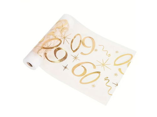 Dekoracja bieżnik na stół z nadrukiem na 60 urodziny - 28 cm x 5 m - 1 szt.