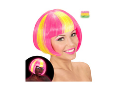 Neonowo żółta z różowymi pasemkami peruka Valentina