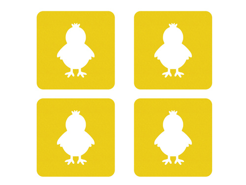 Podstawka kwadratowa pod kubek - Kurczaczek - 10 cm - 4 szt.
