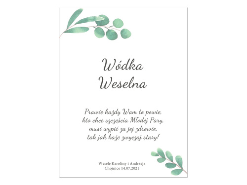 Etykiety personalizowane na butelkę z Wódką Weselną - 9 szt.