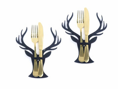 Etui na sztućce z filcu - Renifer - 2 szt.