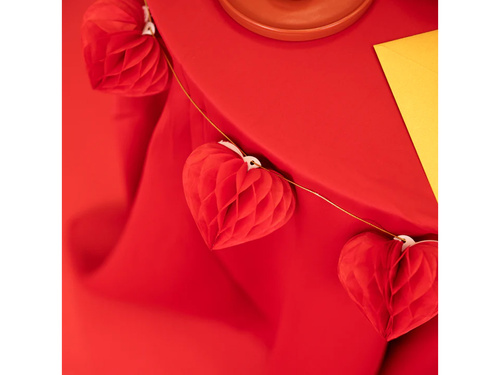 Girlanda papierowa rozetki Serca - 150 cm - 1 szt.