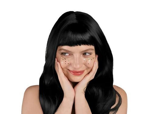 Peruka czarna z grzywką - 1 szt.