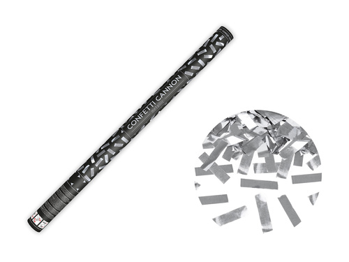 Tuba strzelająca - konfetti srebrne - 80 cm - 1 szt.