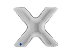 Balon foliowy literka X srebrny - 40" - 1 szt.