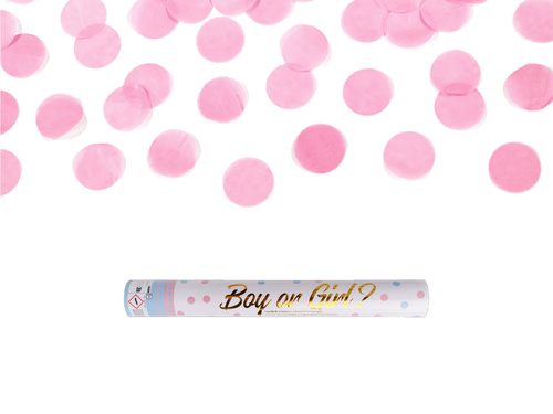 Tuba strzelająca Boy or Girl? z różowym konfetti - 40 cm - 1 szt.