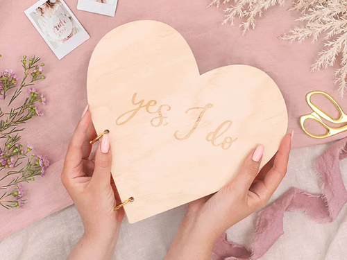 Drewniana księga gości weselnych Serce - 20 kartek