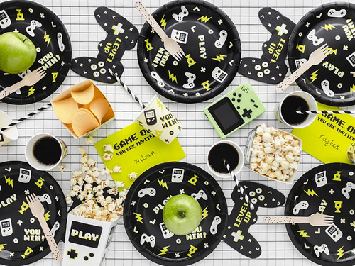 Talerzyki papierowe na urodziny Gamer - 23 cm - 6 szt.