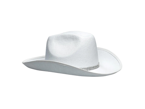 Kapelusz kowbojski z cyrkoniami biały - 1 szt.