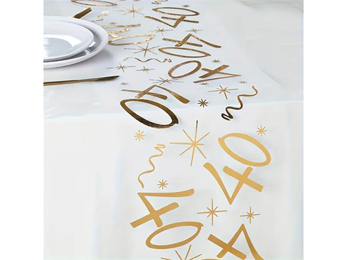 Dekoracja bieżnik na stół z nadrukiem na 40 urodziny - 30 cm x 5 m - 1 szt.