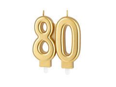 Świeczka na 80-tkę złota - 7,7 cm - 1 szt.