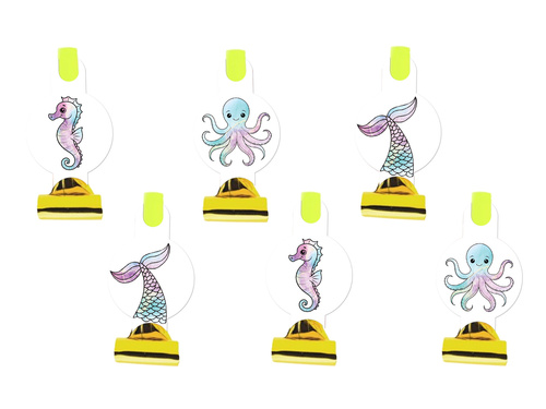 Gwizdki trąbki rozwijane Syrenka - 6 szt