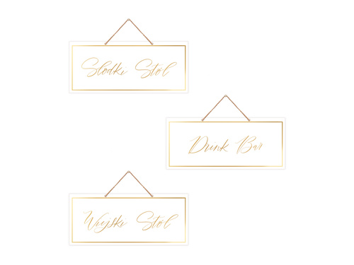 Tabliczki wiszące z napisami - 13 x 30 cm - 3 szt.