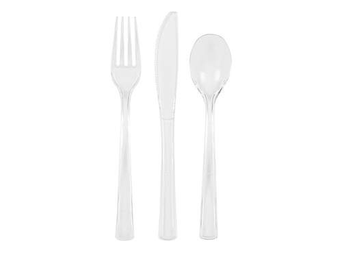 Sztućce plastikowe przezroczyste - 18 szt.