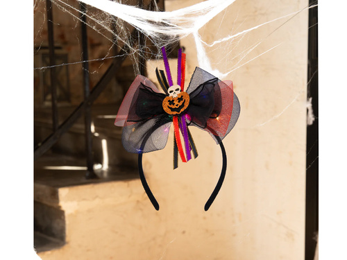 Opaska Kokardka z dynią i lampkami LED - 1 szt.