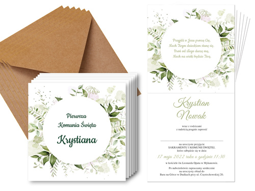Zaproszenia personalizowane na I Komunię Świętą - 6 szt.