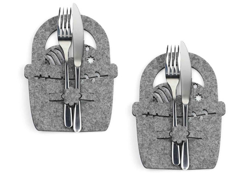 Etui na sztućce z miękkiego filcu - Koszyczek Wielkanocny - 2 szt.