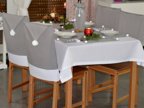 Pokrowiec na krzesło Czapka Mikołaja szara na święta Bożego Narodzenia - 1 szt.